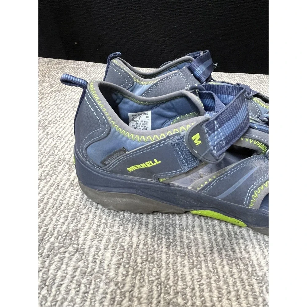 Merrell Hydro Hiker Sandal Shoes Mens Size 7 Blue Leather Hook &‎ Loop Hiking